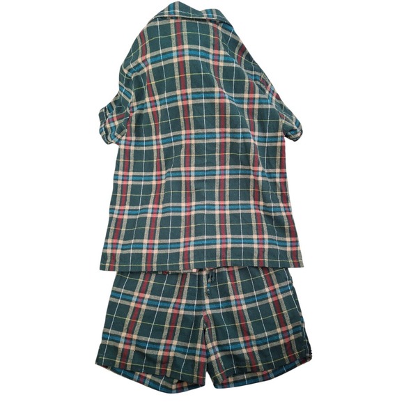 Chubbies Men's Plaid Flannel Pajama Set Short Sleeve Shirt Shorts Green Tan L/M - Picture 3 of 5